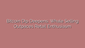 Bitcoin Dip Deepens: Whale Selling Outpaces Retail Enthusiasm