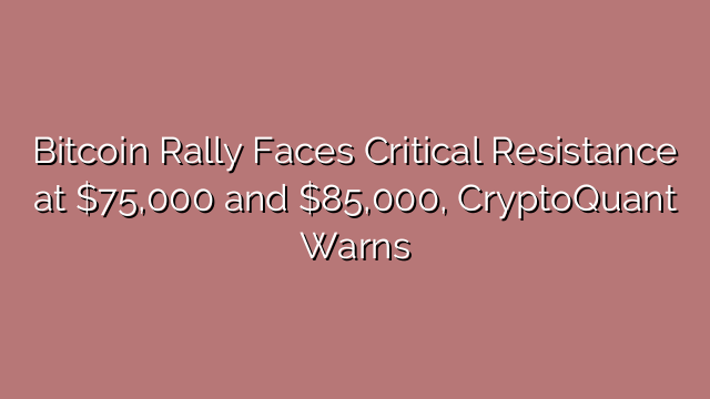 Bitcoin Rally Faces Critical Resistance at $75,000 and $85,000, CryptoQuant Warns